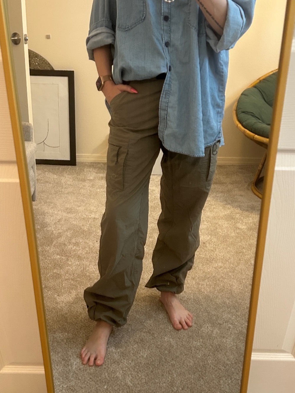 Mountain Hardwear Green Outdoor Hiking Camping Nylon Pants size 8 Regular - Picture 2 of 8